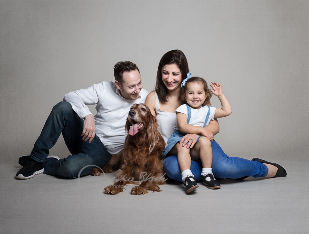 Family with dog and toddler