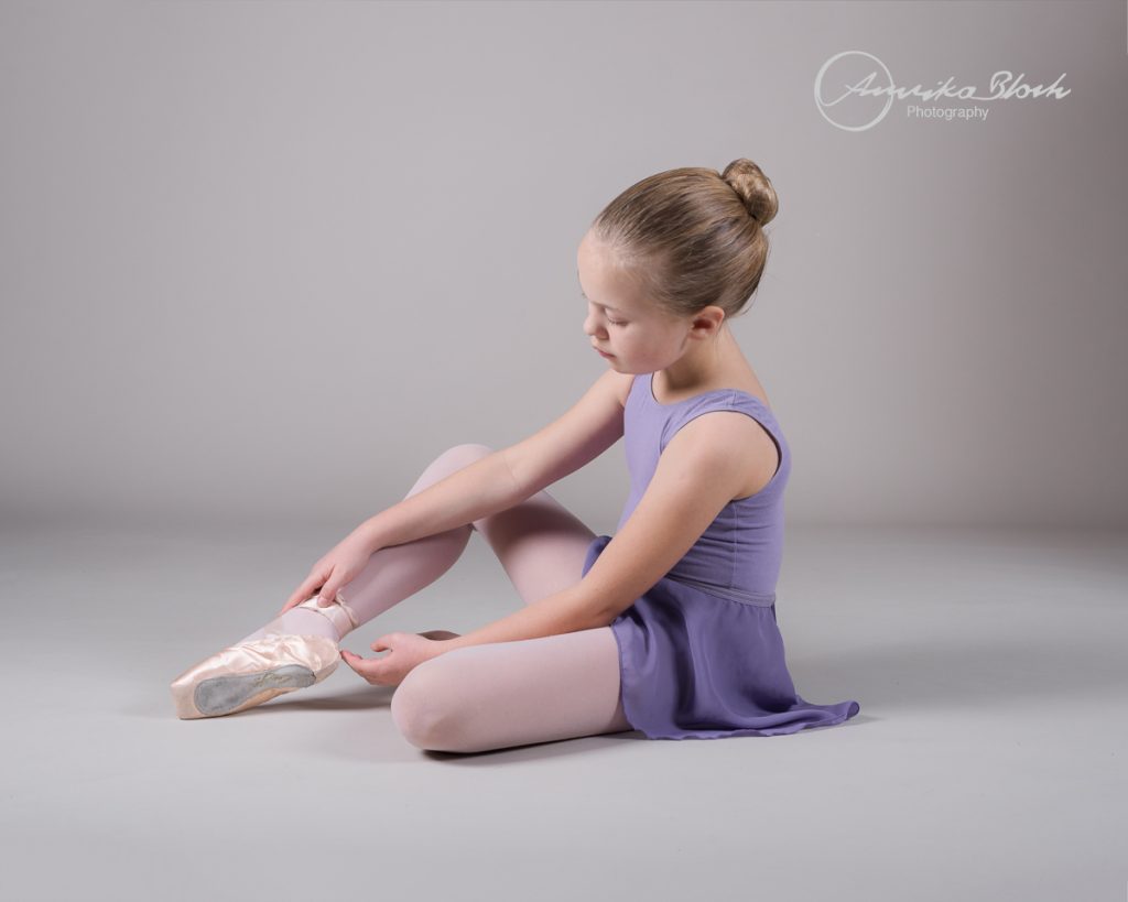 A young girl getting ready for her ballet photography session in West London, Dance photography in Maida Vale