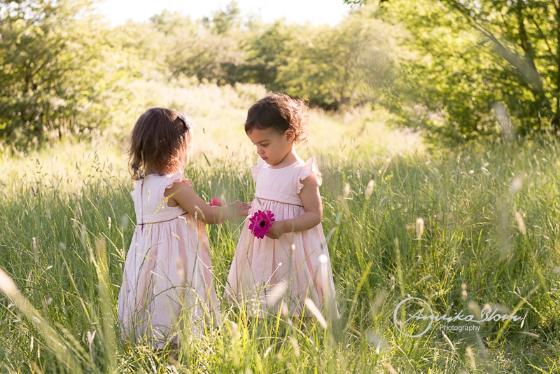 outdoor family session in West London, toddler twin girls