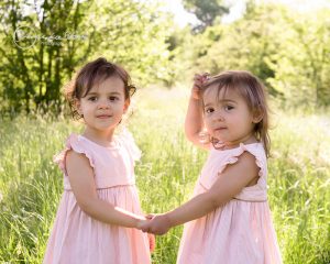 outdoor family session in West London, toddler twin girls