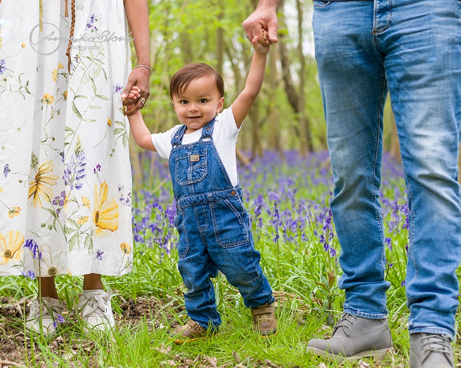 Outdoor family bluebell photo session in London