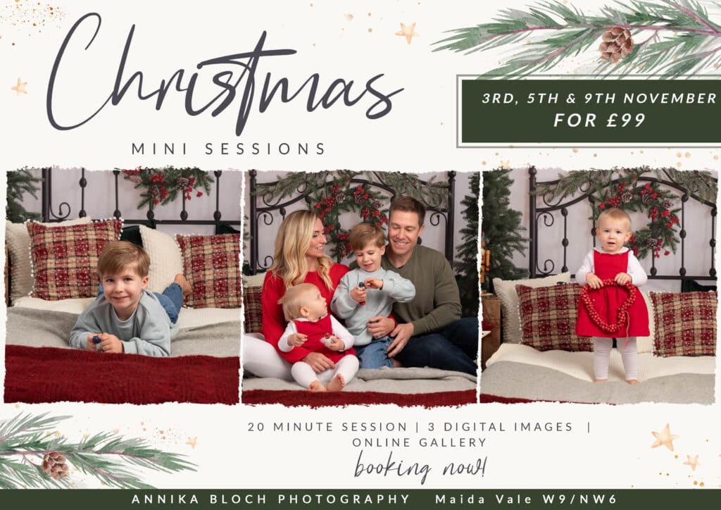 Christmas mini sessions in London, Maida Vale, Queens Park, family photography